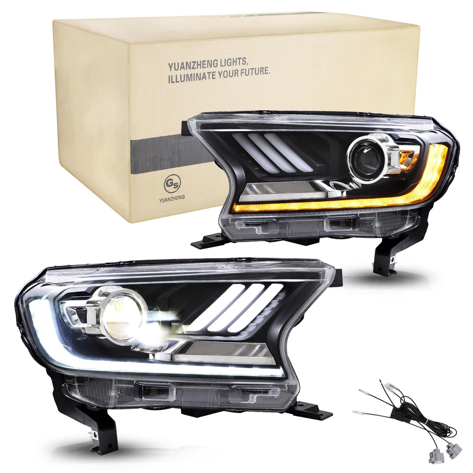 16-20 Ford Ranger PX2 PXS Headlights with Sequential Indicators - Image 3